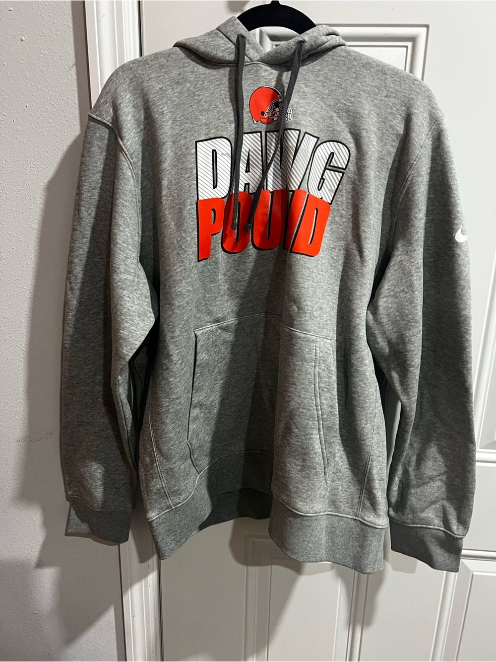 Nike Gray Crewneck Hoodie with Orange 'DAWG POUND' Graphic